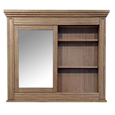 Hartlyn Solid And Engineered Wood Flat Wall Mirror with Shelves