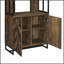 Bibliothèque rustique à 2 portes à chevrons en chêne avec tablettes spacieuses et fabrication durable, parfaite pour le rangement et la présentation organisés.