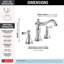 Robinet de salle de bain Cassidy, chrome, 3 trous, 8 pouces à deux poignées pour meuble-lavabo, ensemble de drain en métal à poussoir, chrome-9741386