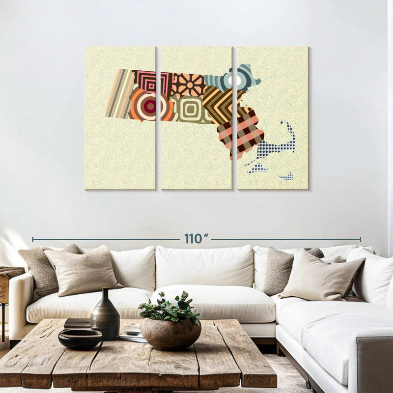 Massachusetts State Map, 48" H x 74" W