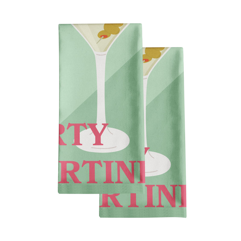 Ensemble de 2 serviettes de cuisine à imprimé numérique Trinx, 20 po x 30 po - Martini