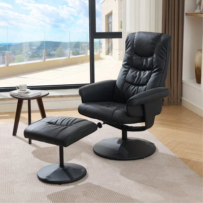 Fauteuil inclinable avec repose-pieds - Fauteuil de massage pivotant à 360 ° avec siège chauffant à 5 points de vibration et siège inclinable en cuir de polyuréthane ajustable à 140 ° pour le salon, le cinéma maison ou le bureau