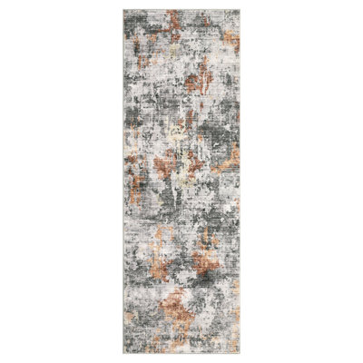 Modern Low Pile Washable Area Rug - Soft, Non-Slip, Collapsible Carpet - Mark Resistant, Easy Care Floor Mat for Living Room, Bedroom, Nursery - Pet & Child Friendly -  Abstract Design