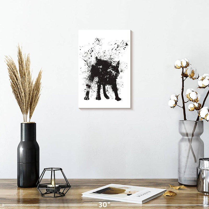 Brampt chien abstrait noir, H 12 po x l 8 po