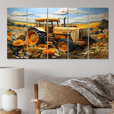 Farmhouse Tractor Countryside Haven II - ensemble de reproduction d'art en métal de ferme