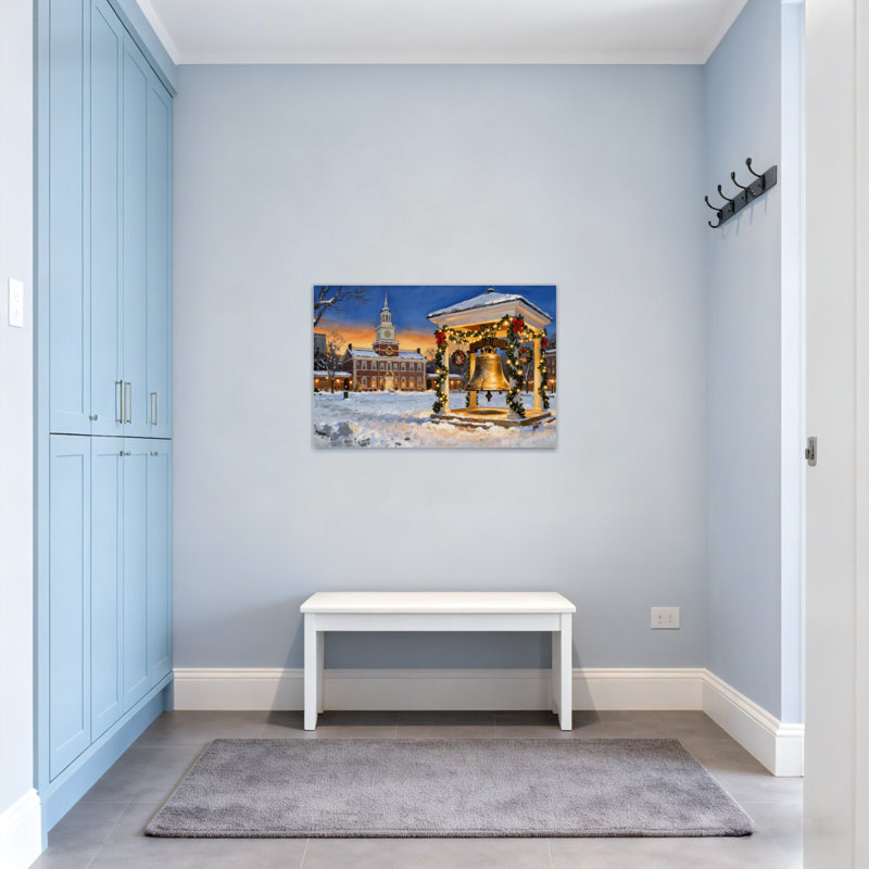 Scène de pavillon de Noël enneigé, H 12 po x l 18 po