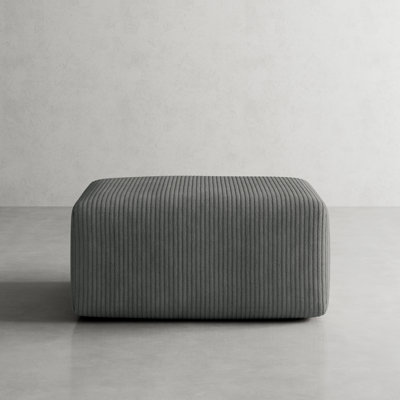 Berlare Upholstered Grey Corduroy Modular Singler Ottoman – Fully Compressed, No Assembly Required