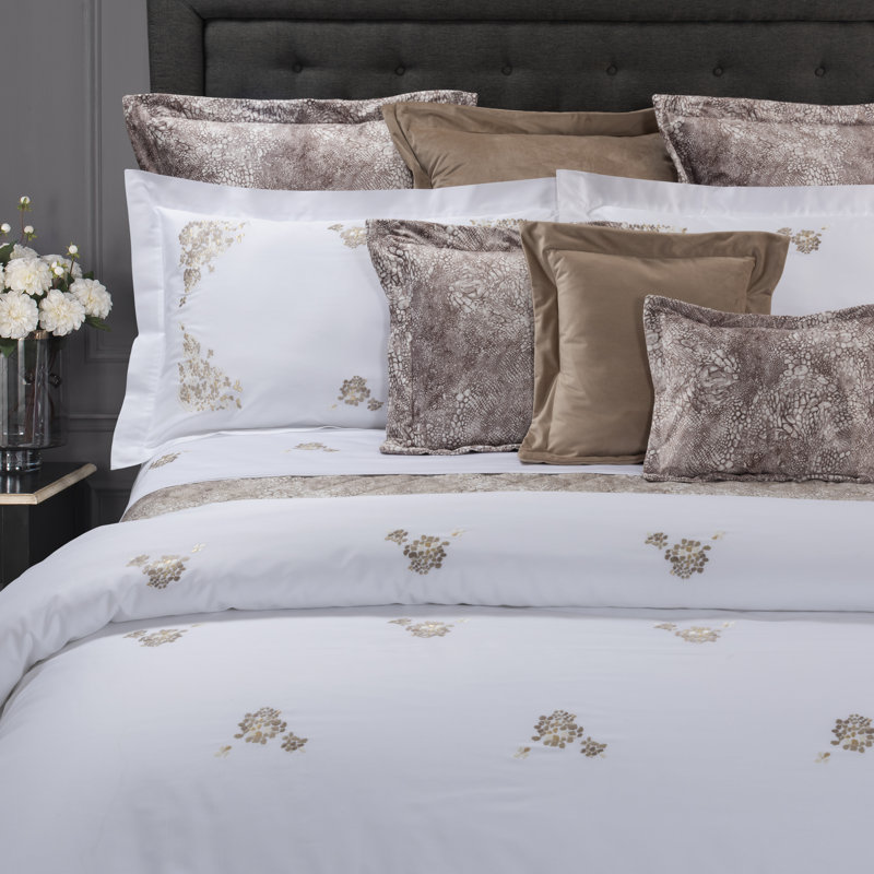 Ibla Embroidery By DEA Sateen Sham, Standard Sham, Colonial Gray