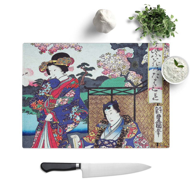 Tempered Glass Beneath the Cherry Tree Chopping Board, 39 cm W x 28.5 cm L