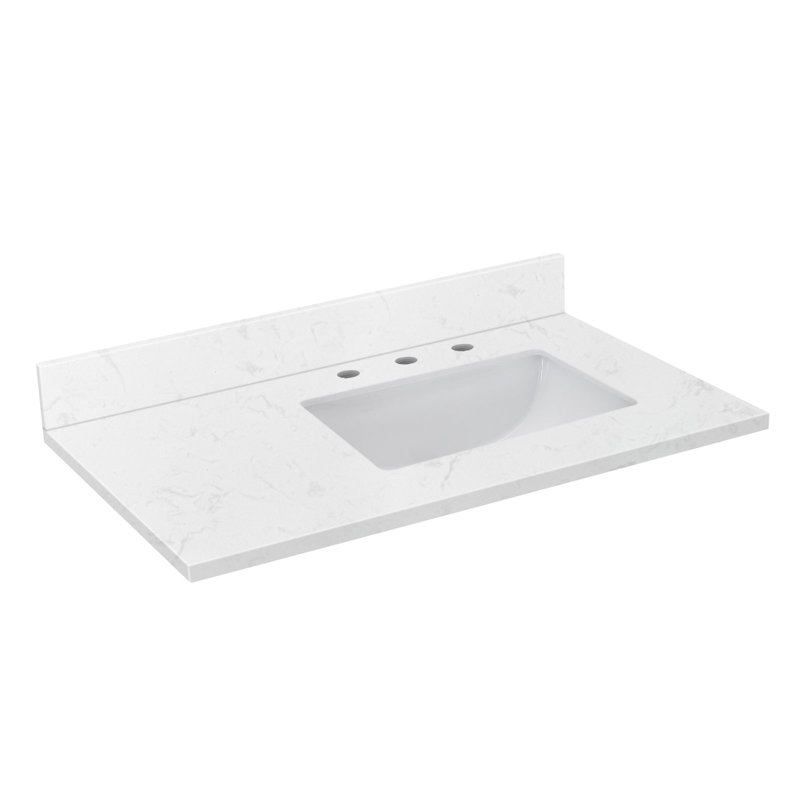 Engineered Stone Single Bathroom Vanity Top With Right Offset Sink