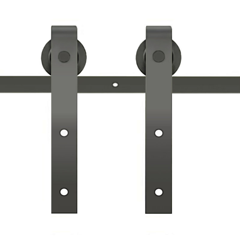 Black Steel Sliding Barn Door Hardware Kit for 18 in. Doors