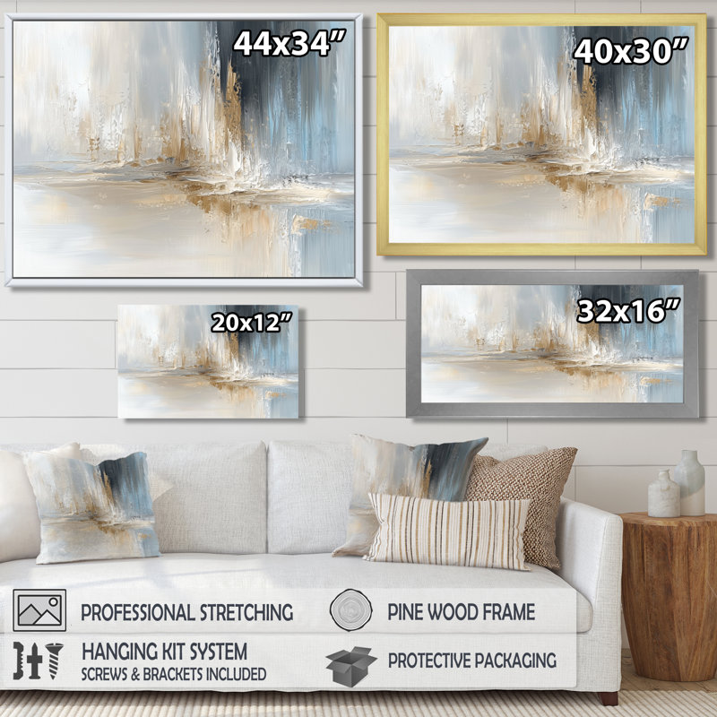 Gris, blanc, noir, blanc, écho, H 34 po x l 44 po, Impression encadrée flottante, Blanc