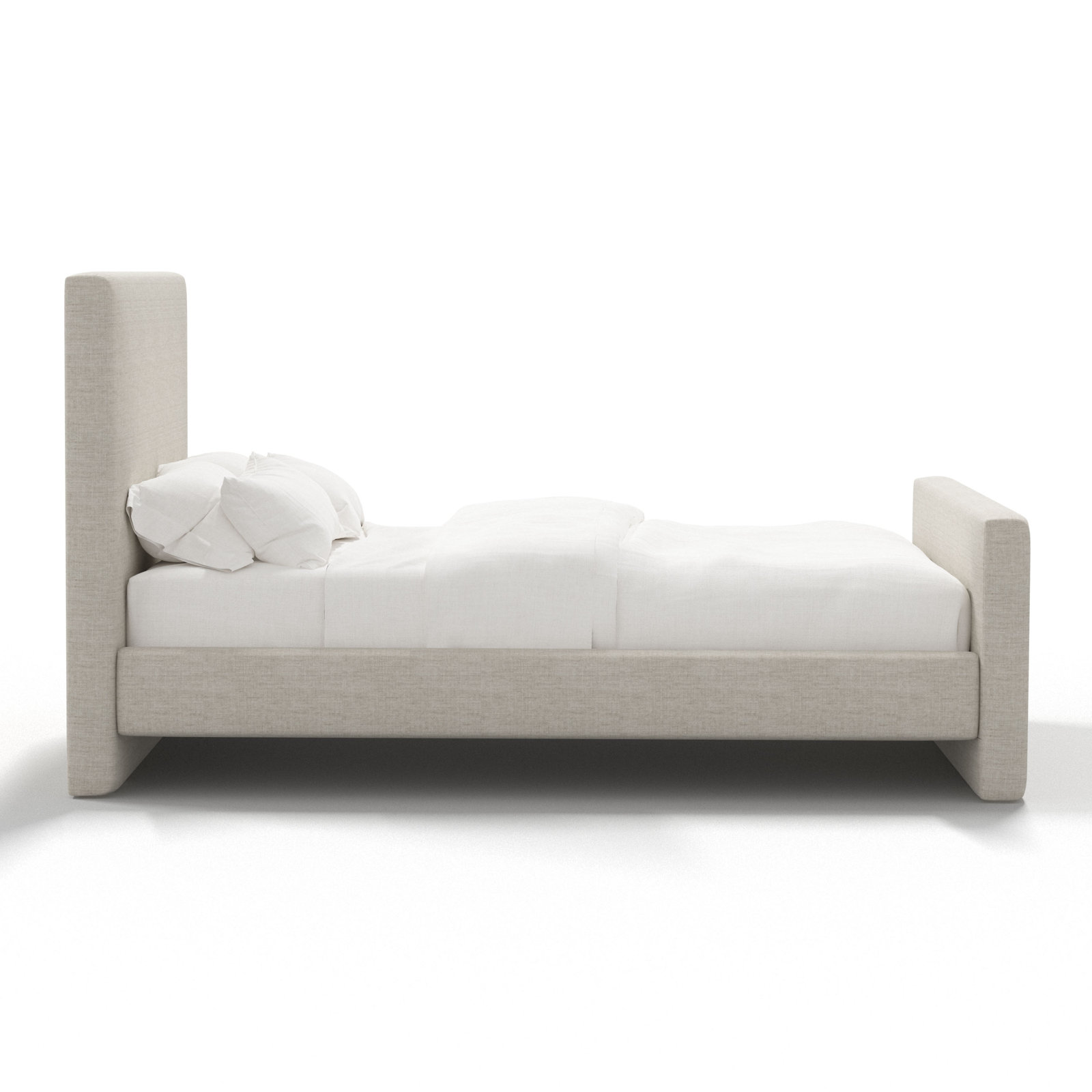 Linen Upholstered Platform Bed, Twin, Relaxed Zinc Linen