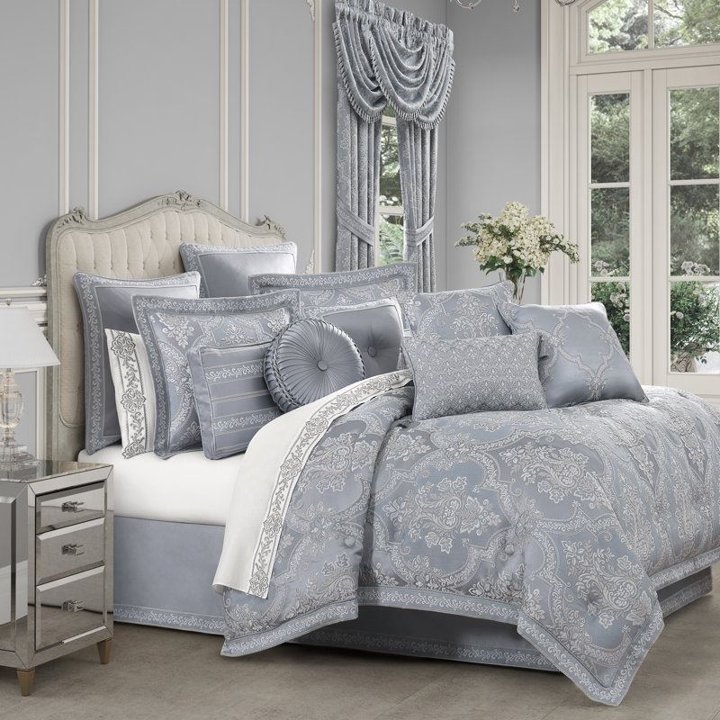 SONDRA - POWDER BLUE CALIFORNIA KING 4PC. COMFORTER SET, King Comforter + 2 King Shams