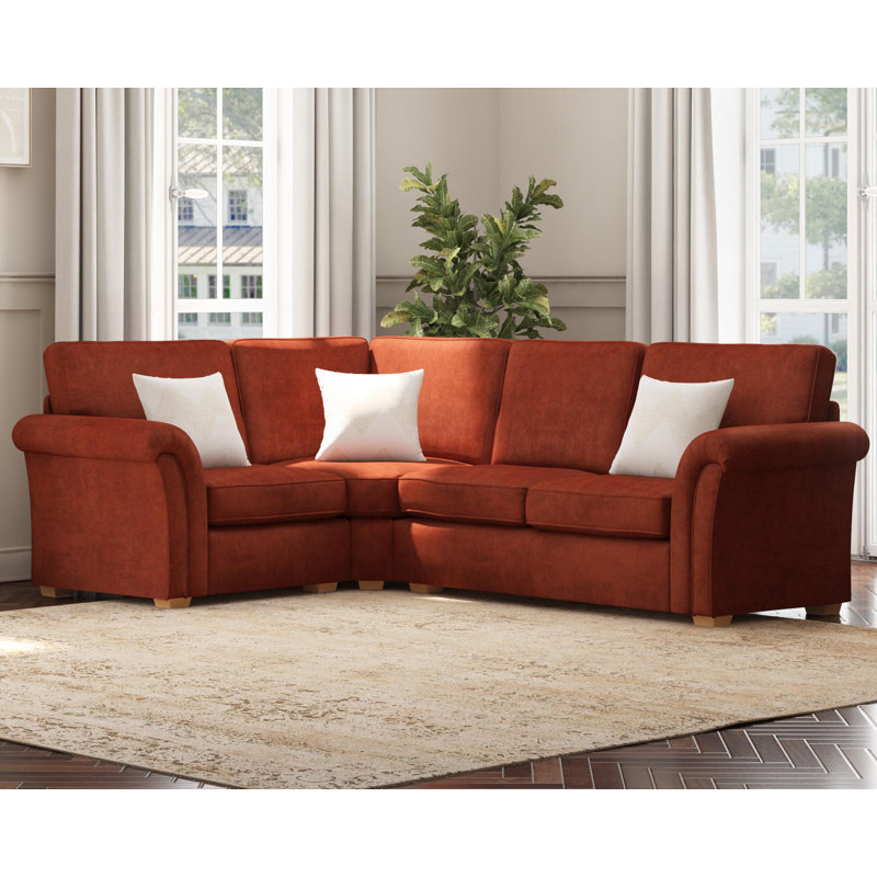 Castleacre Corner with two seats, Fixed Back, Right Hand Facing, Marmalade Polyester