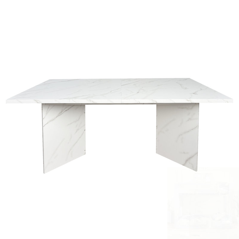 Extendable Faux Marble Dining Table for 6-10, Modern Rectangular Expanding Kitchen and Conference Table