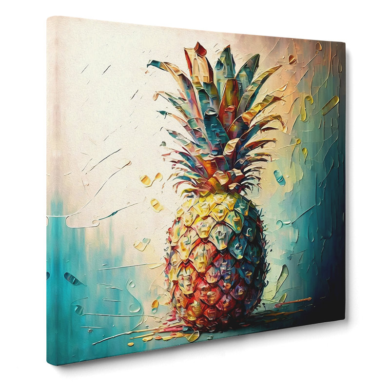 Pineapple Palette Knife - Wrapped Canvas, 35cm H x 35cm W x 3cm D