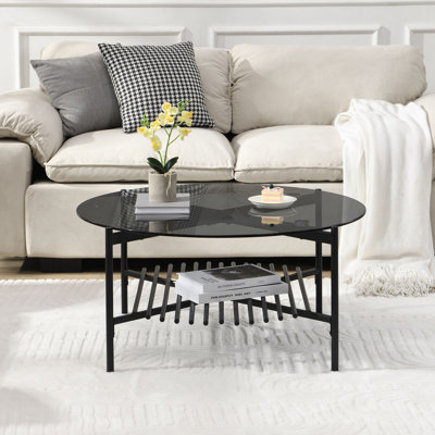 80cm Glass Top Console Table