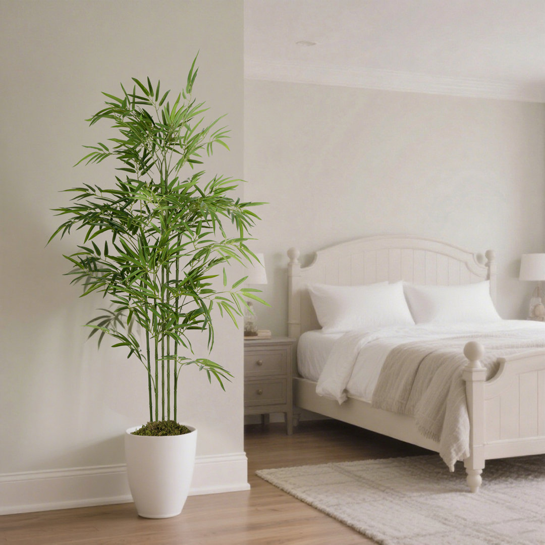 Artificial Bamboo Plant in Pot, 4ft/5ft/6ft Tall Faux Indoor Tree, Realistic Green Leaves, Maintenance-Free Home & Office Décor