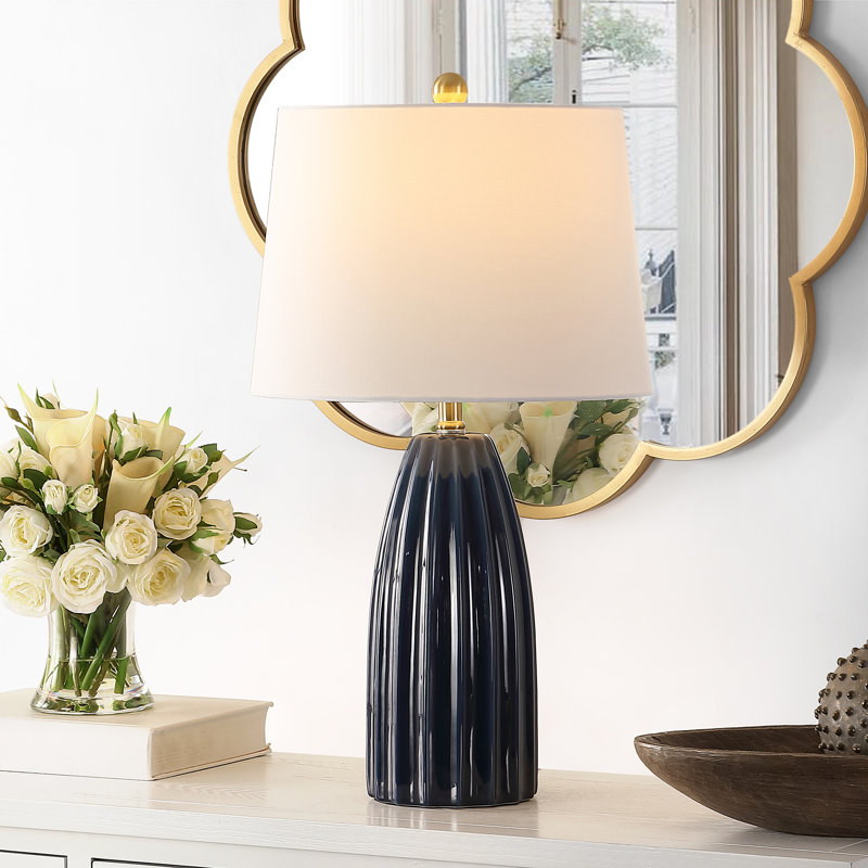 Alannys Ceramic Table Lamp, Navy Blue