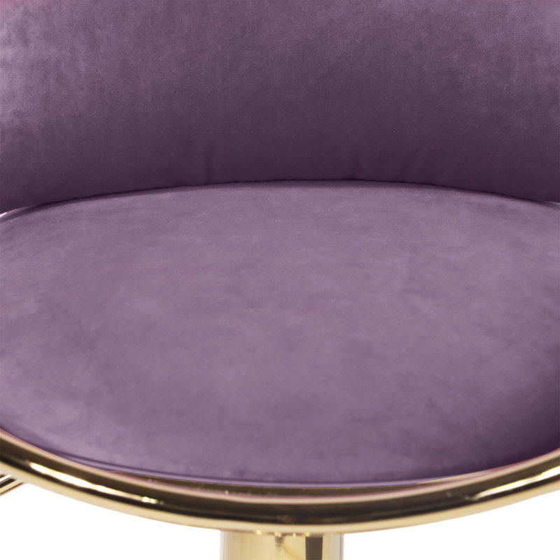 Nakyra Swivel Upholstered Adjustable Height Counter Stool with Metal Frame, Purple
