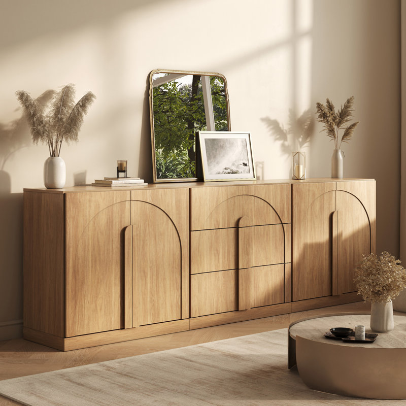 3Pcs Modular Sideboard Cabinet Set w/3 Drawers, Camel, Bijou Camel BBC