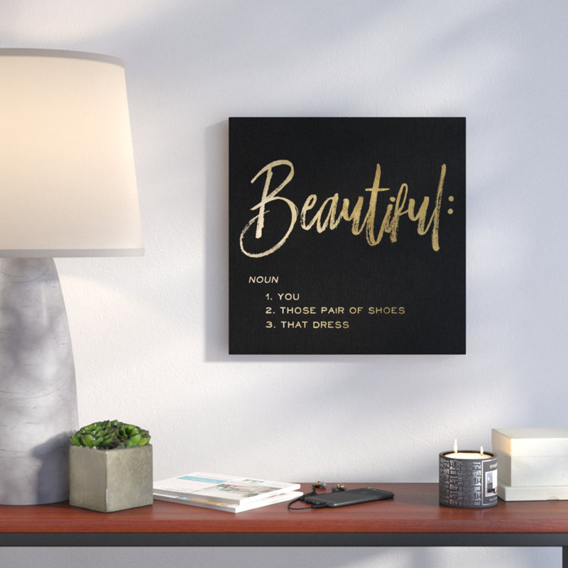 Belle définition noire - reproduction d'art textuel sur toile, H 12 po x l 12 po x P 1,5 po