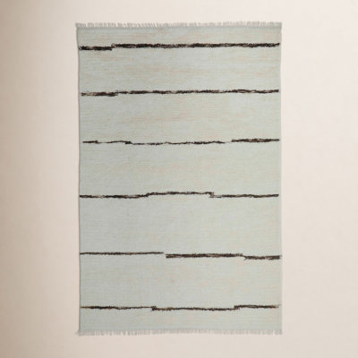 Hand-Woven Striped Wool Rug