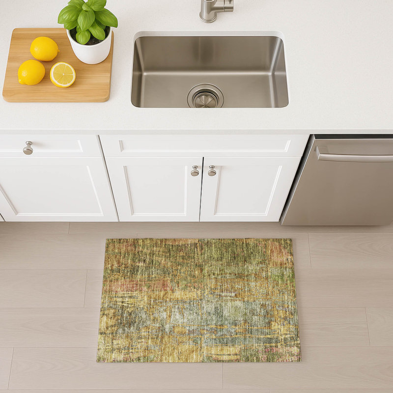 Machine Washable Indoor/Outdoor Kaczor ACN2236 Abstract Rug, Rectangle 1'8" x 2'6"