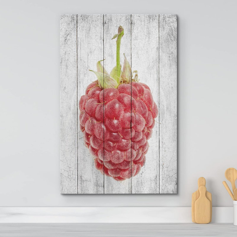 Fruits " Retro Vintage Wood Panel Raspberry ", 24" H x 16" W x 1.5" D