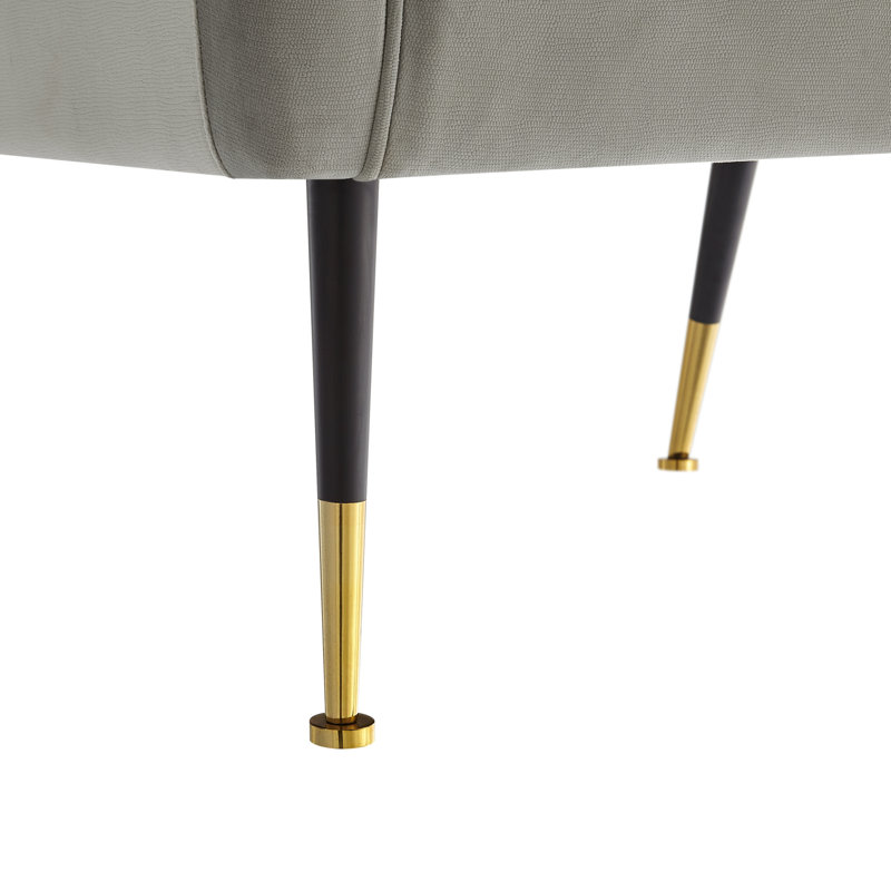 Chaise d'appoint rembourrée avec pieds dorés, Velours gris