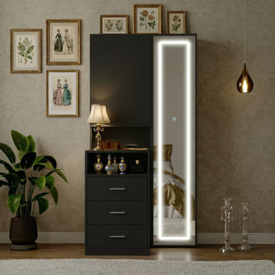 Wakeham 63'' H 3 Drawer Armoire Wardrobe With Adjustable LED Dressing Mirror