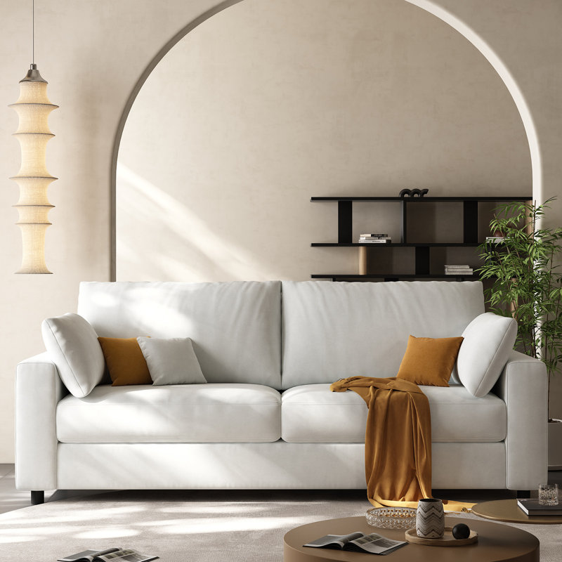 Canapé 71 po, causeuse moderne Mid-Century, Blanc