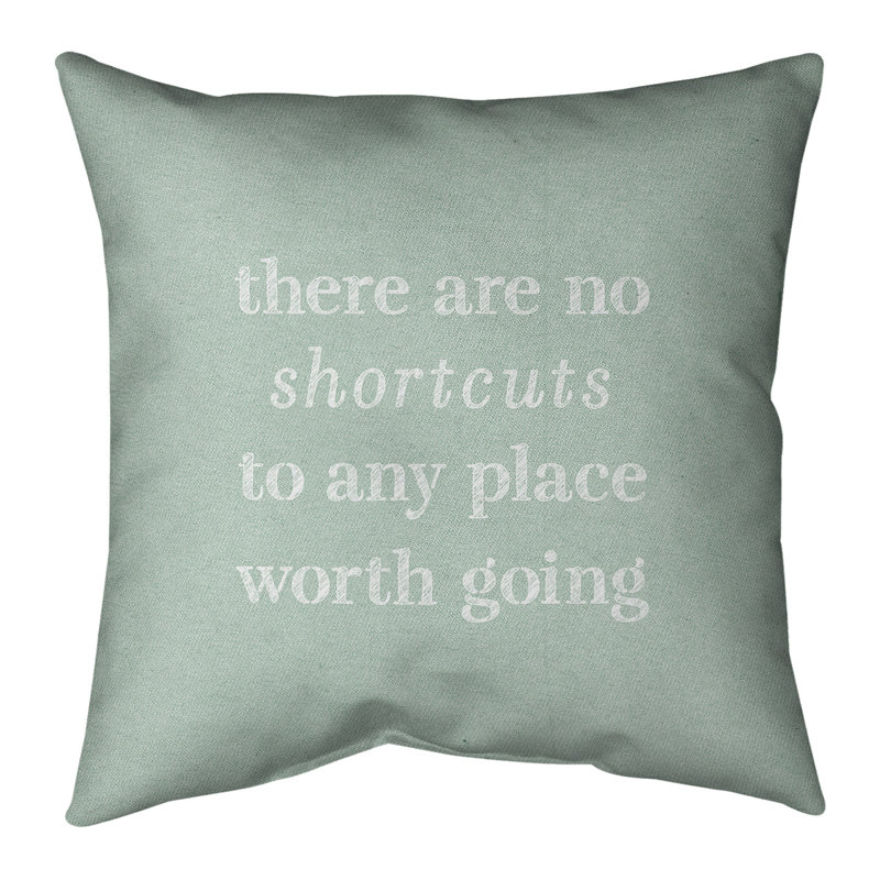 Coussin de cotations à l’écriture, 14 po x 14 po, Vert / blanc
