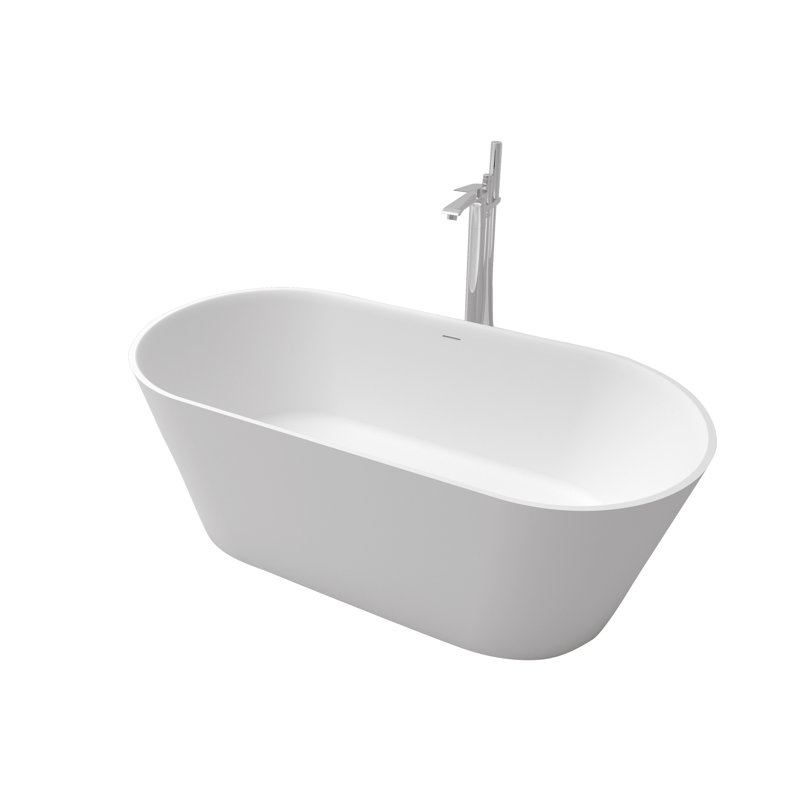 Freestanding Solid Surface Soaking Bathtub Matte White