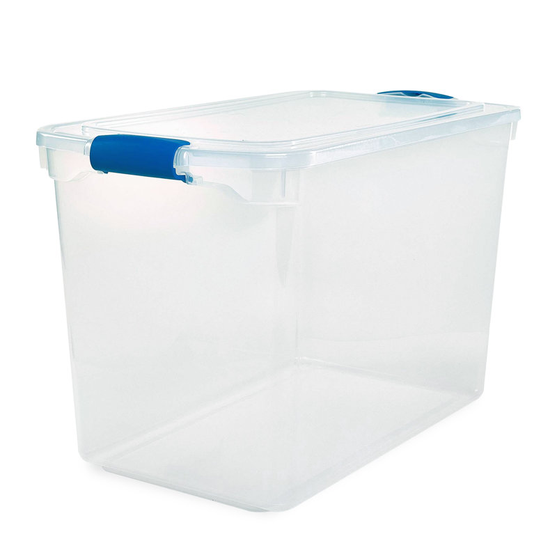 Homz 112-Quart Clear Plastic Stackable Storage Containers w/ Latch Lid, 6 Pack