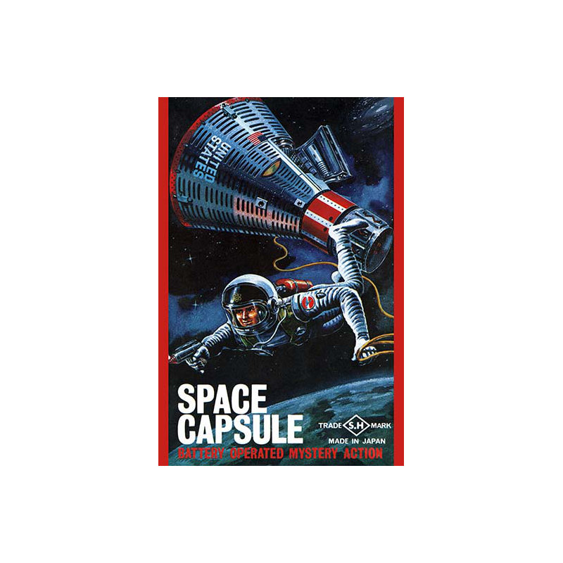 Space capsule-imprimé de publicités, H 30 po x l 20 po