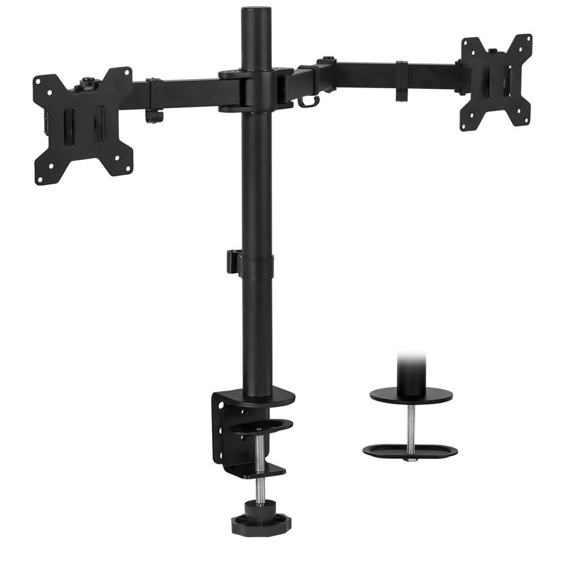 Mount-It! Dual Monitor Mount with C-Clamp & Grommet Base, Height Adjustable Arms Fit 19 - 32 Inches