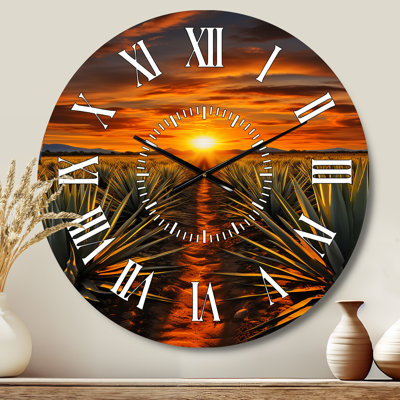 Horloge murale orange et verte mexicaine Téquila Sunrise - Farmhouse