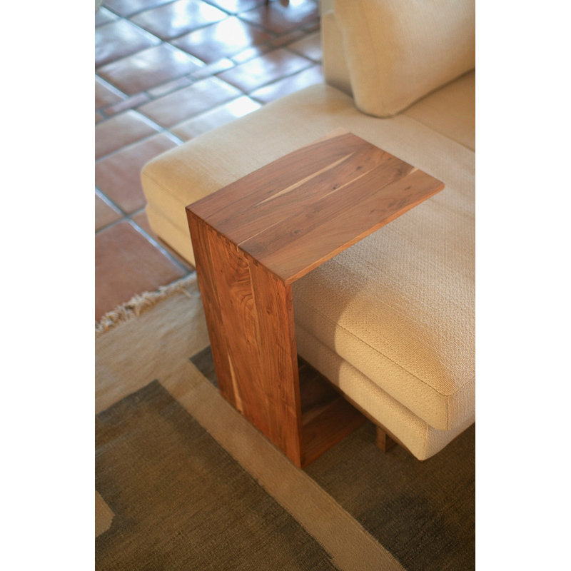  Handcrafted Acacia Wood Accent Table – 24.5" Tall Sofa Side Table