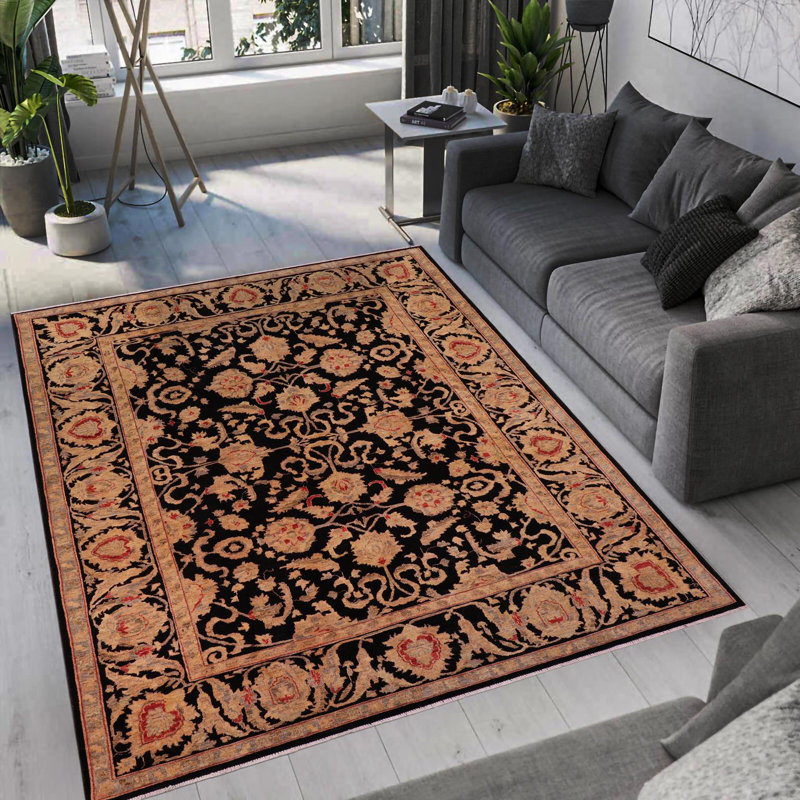 Tapis noir / brun 7 pi 7 po x 9 pi 7 po Kellyanna par Arshs Fine Rugs