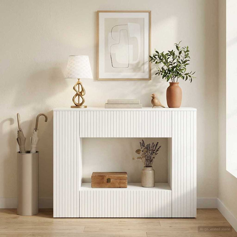 101 cm W Console Table, White, White, White