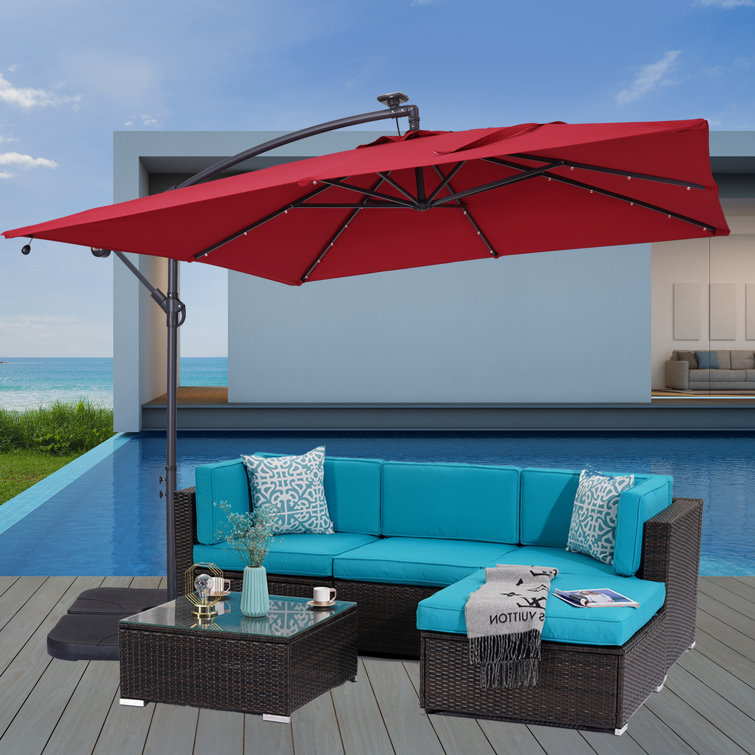 Bayou Breeze Lazar 98.4'' Square Lighted Cantilever Umbrella u0026 Reviews -  Wayfair Canada