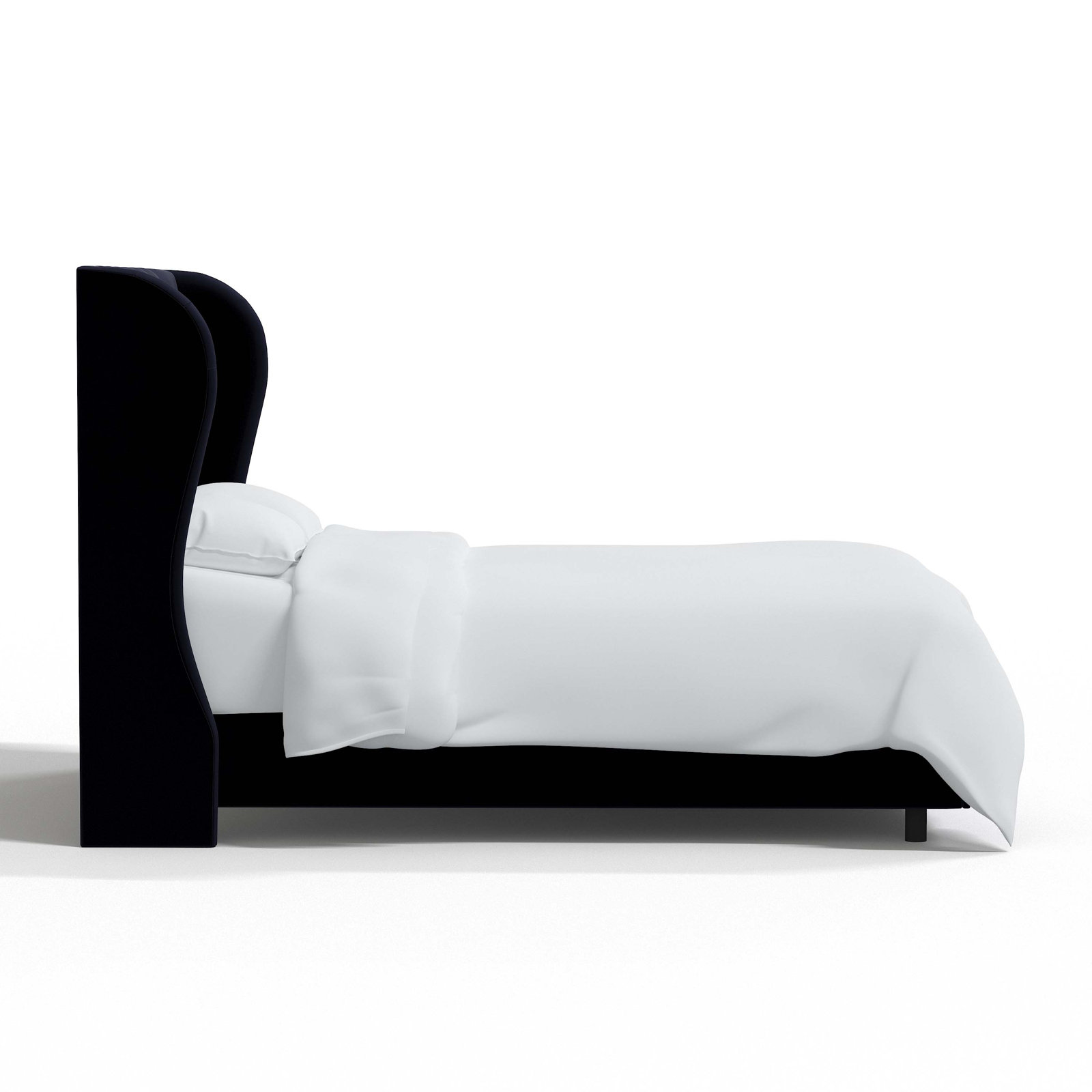 Tomey Upholstered Wingback Bed, Full, Ocean Performance Velvet
