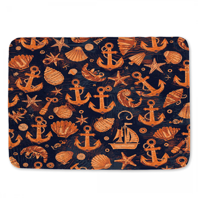 Tapis de bain Nautical Anchors Shells, L 34 po x L 21 po