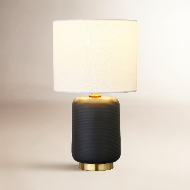 Lampe de table 15 po Gracie, Noir mat / laiton brossé