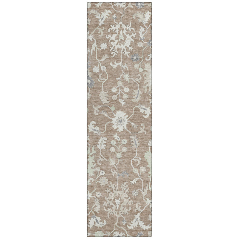 Machine Washable Indoor/Outdoor Xhevrie Taupe Rug, Runner 2'3" x 7'6"