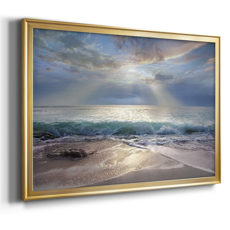 Aqua Blue Morning, reproduction d'art sur toile, Or, H 26 po x l 38 po x P 1,5 po