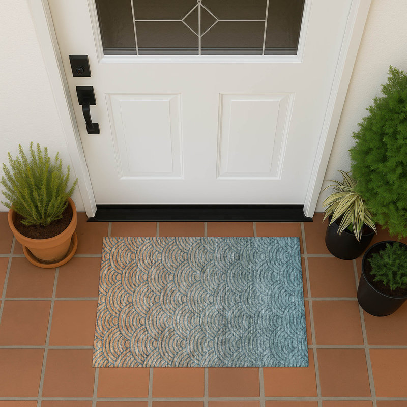 Machine Washable Indoor/Outdoor Kugler ACN2414 Geometric Rug, Rectangle 1'8" x 2'6"