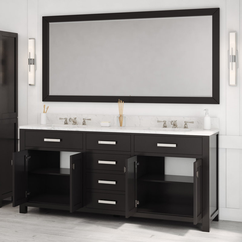 Minnetrista Bathroom Vanity with Marble Top, Espresso, Chrome
